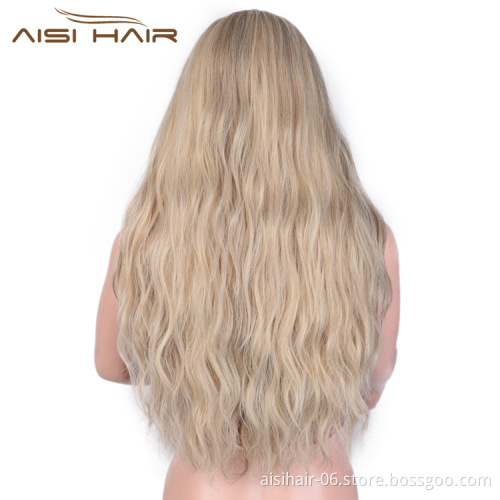 Aisi Hair Top Quality Long Wavy Blonde Wig Synthetic Lace Frontal Wig Body Wave Front Lace Hair Wigs For Black White Women